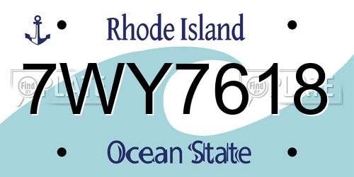 7WY7618 Rhode Island License Plate