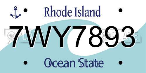 7WY7893 Rhode Island License Plate