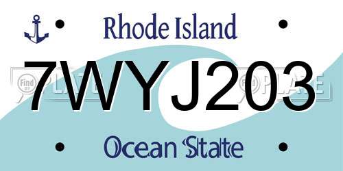 7WYJ203 Rhode Island License Plate