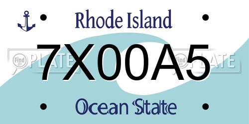 7X00A5 Rhode Island License Plate