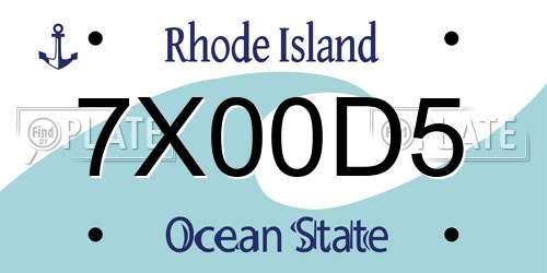 7X00D5 Rhode Island License Plate