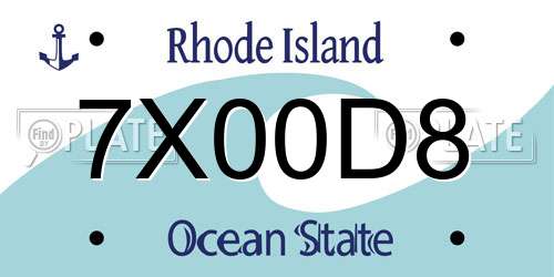 7X00D8 Rhode Island License Plate