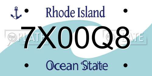 7X00Q8 Rhode Island License Plate