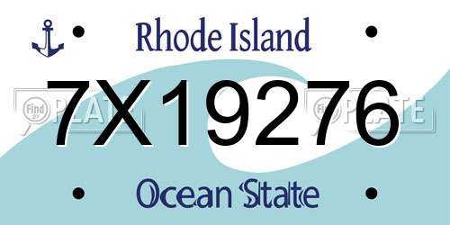 7X19276 Rhode Island License Plate