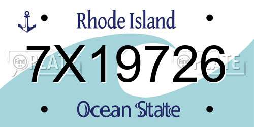 7X19726 Rhode Island License Plate