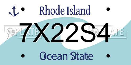 7X22S4 Rhode Island License Plate