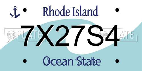 7X27S4 Rhode Island License Plate