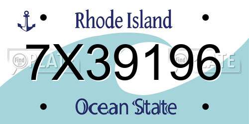 7X39196 Rhode Island License Plate