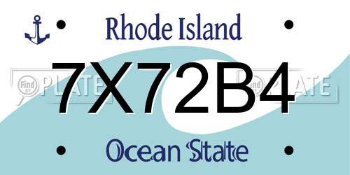 7X72B4 Rhode Island License Plate