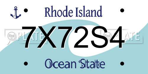 7X72S4 Rhode Island License Plate
