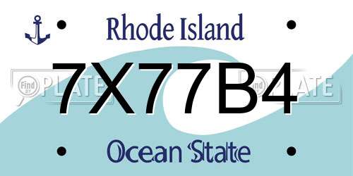 7X77B4 Rhode Island License Plate
