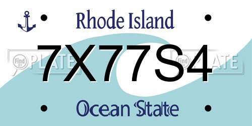 7X77S4 Rhode Island License Plate
