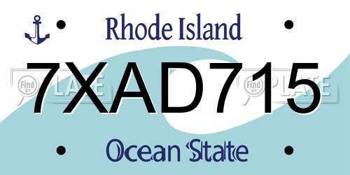 7XAD715 Rhode Island License Plate