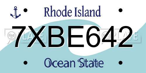 7XBE642 Rhode Island License Plate