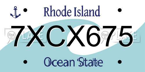 7XCX675 Rhode Island License Plate