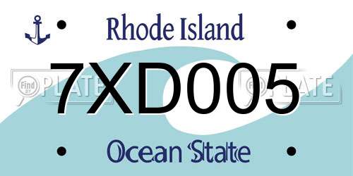 7XD005 Rhode Island License Plate