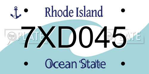 7XD045 Rhode Island License Plate