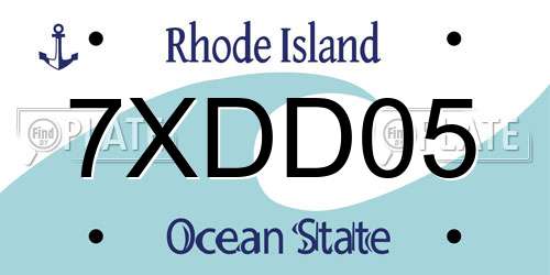 7XDD05 Rhode Island License Plate