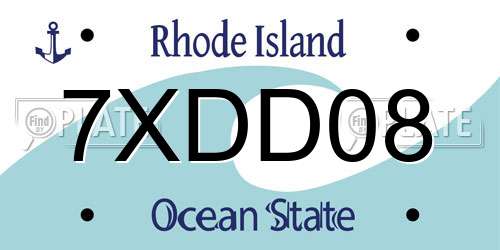 7XDD08 Rhode Island License Plate