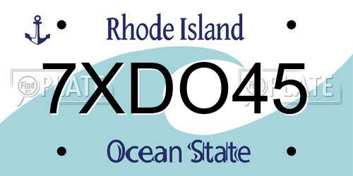 7XDO45 Rhode Island License Plate