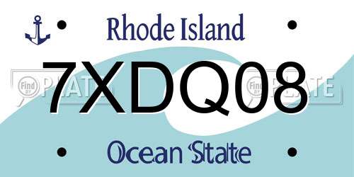 7XDQ08 Rhode Island License Plate