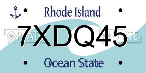 7XDQ45 Rhode Island License Plate