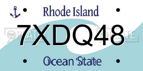 7XDQ48 Rhode Island License Plate