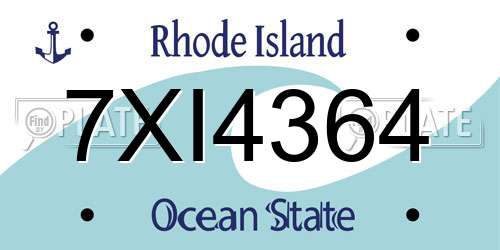 7XI4364 Rhode Island License Plate