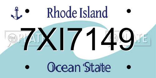 7XI7149 Rhode Island License Plate