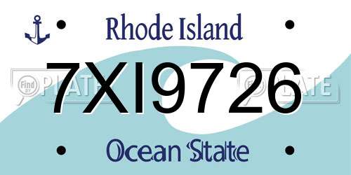 7XI9726 Rhode Island License Plate
