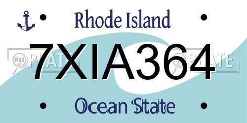 7XIA364 Rhode Island License Plate