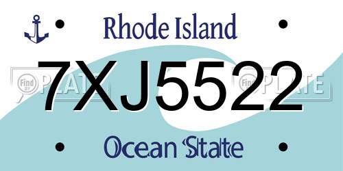 7XJ5522 Rhode Island License Plate
