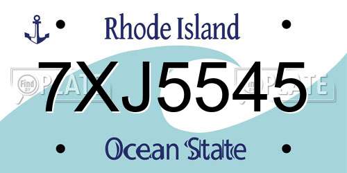 7XJ5545 Rhode Island License Plate
