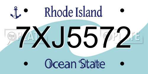 7XJ5572 Rhode Island License Plate