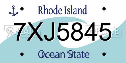 7XJ5845 Rhode Island License Plate