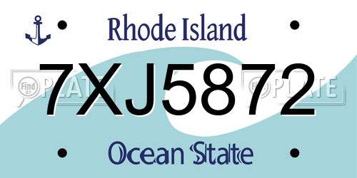 7XJ5872 Rhode Island License Plate