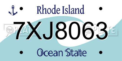 7XJ8063 Rhode Island License Plate
