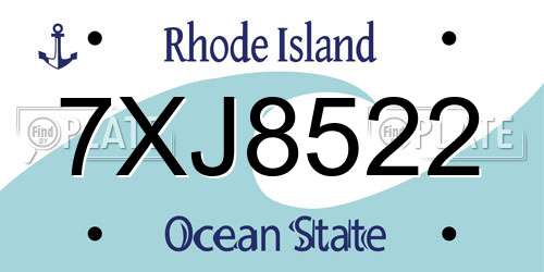 7XJ8522 Rhode Island License Plate