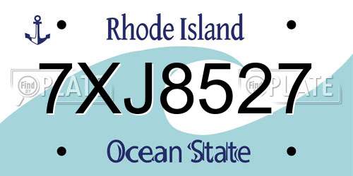 7XJ8527 Rhode Island License Plate