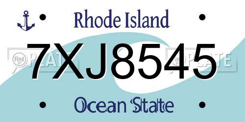 7XJ8545 Rhode Island License Plate
