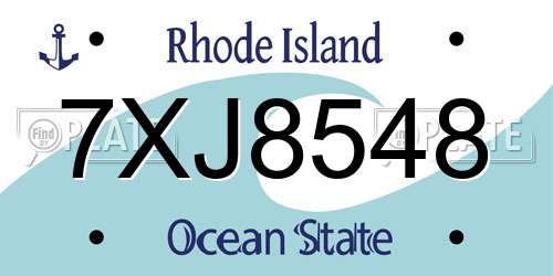 7XJ8548 Rhode Island License Plate