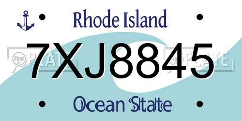 7XJ8845 Rhode Island License Plate