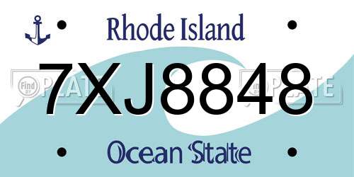7XJ8848 Rhode Island License Plate
