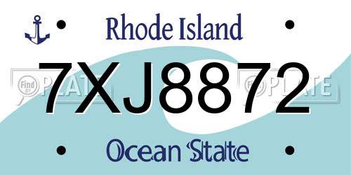 7XJ8872 Rhode Island License Plate