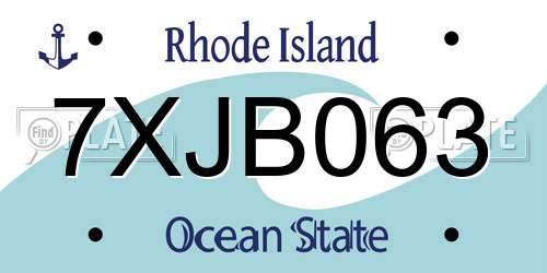 7XJB063 Rhode Island License Plate