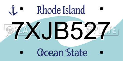 7XJB527 Rhode Island License Plate