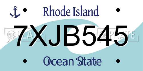 7XJB545 Rhode Island License Plate