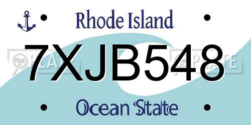 7XJB548 Rhode Island License Plate