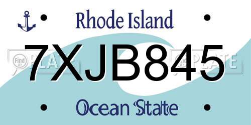 7XJB845 Rhode Island License Plate