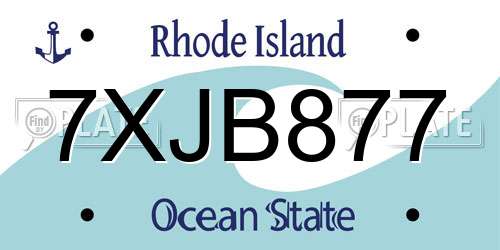 7XJB877 Rhode Island License Plate